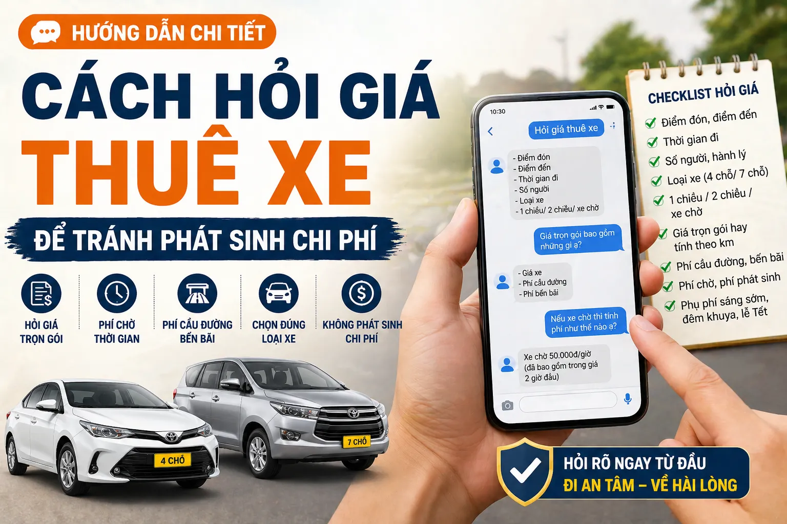 Cách hỏi giá thuê xe để tránh phát sinh chi phí