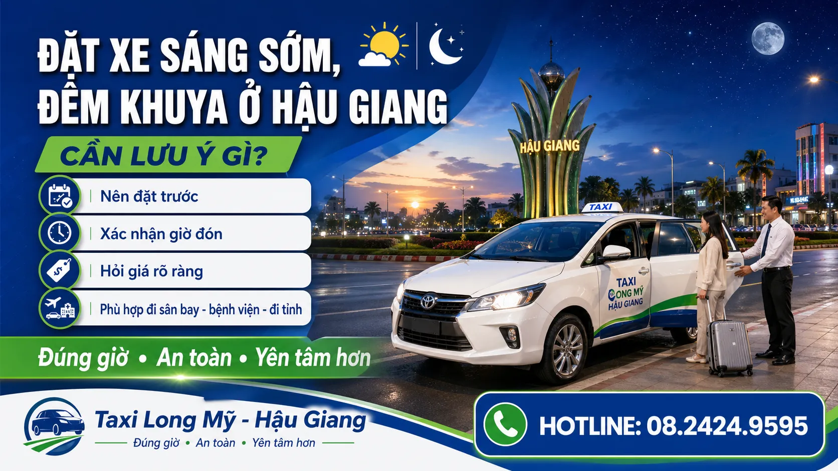 Đặt xe sáng sớm, đêm khuya tại Hậu Giang cần lưu ý gì?